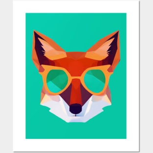 Cool Low Poly Fox wearing Sunglasses Posters and Art